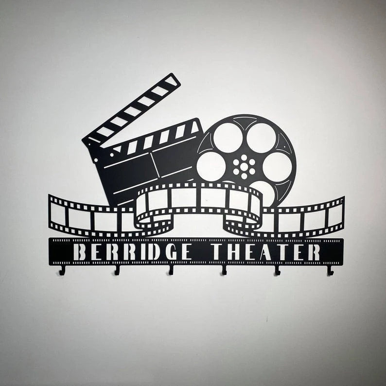 Personalized Movie Reel, Film Strip, And Hollywood Clapboard Metal Wall Art With Hanging Hooks, Theatre Room Decor, Movie Decor, Laser Cut Metal Signs Custom Gift Ideas