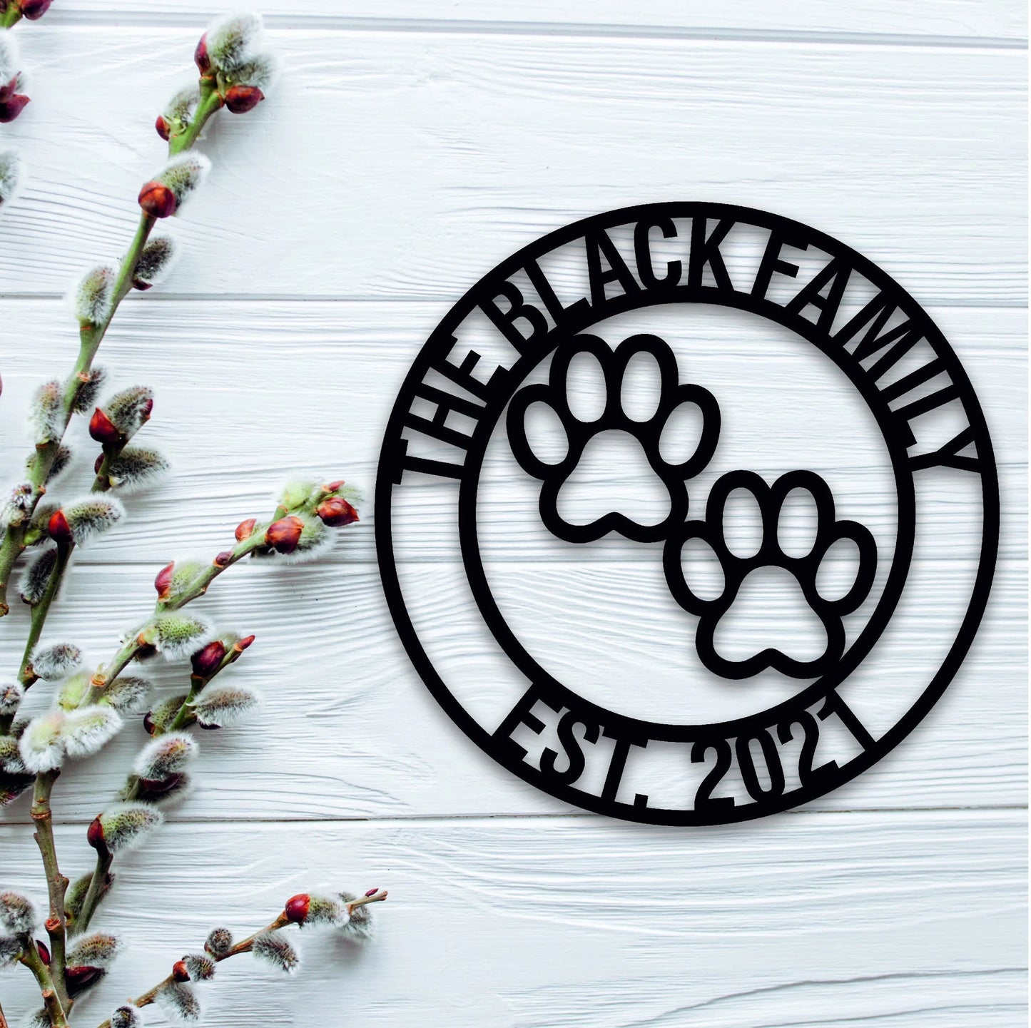 Personalized Metal Sign Front Door Monogram, Paw Print Custom Outdoor Metal Sign For House Decor Address Sign Family Sign For Front Door Dog Laser Cut Metal Signs Custom Gift Ideas