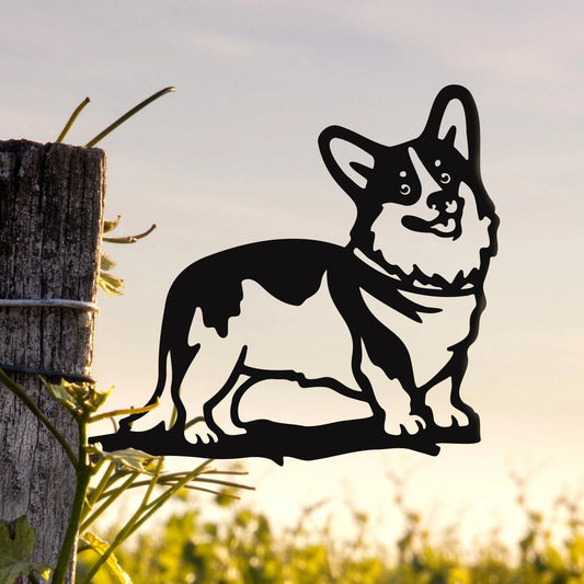 Corgi Puppy Love Metal Art Garden Signs Cut Metal Sign Metal House Sign - 8 inches - metal sign