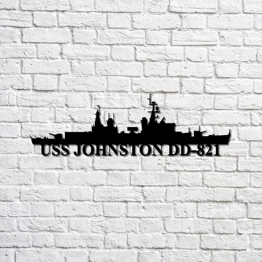 Uss Johnston Dd821 Navy Ship Metal Sign, Memory Wall Metal Sign Gift For Navy Veteran, Navy Ships - metal sign