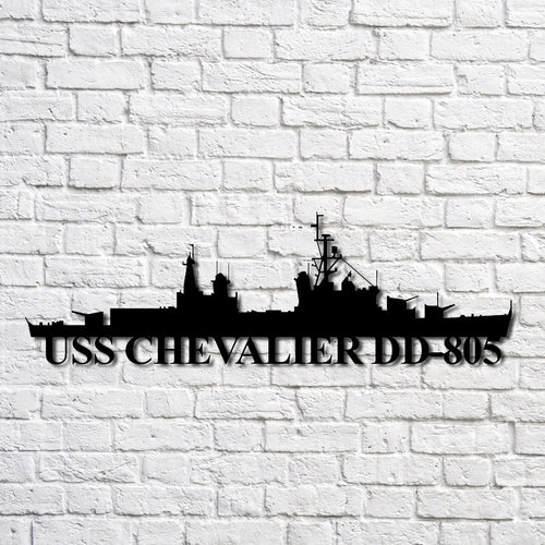 Uss Chevalier Dd805 Navy Ship Metal Art, Custom Us Navy Ship Cut Metal Sign, Gift For Navy Veteran, Navy Ships Silhouette Metal Art, Navy Home Decor Laser Cut Metal Signs Custom Gift Ideas