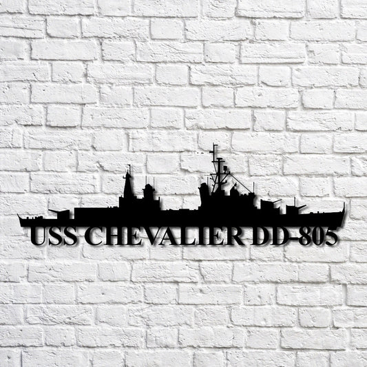 Uss Chevalier Dd805 Navy Ship Metal Art, Custom Us Navy Ship Cut Metal Sign, Gift For Navy Veteran, Navy - metal sign