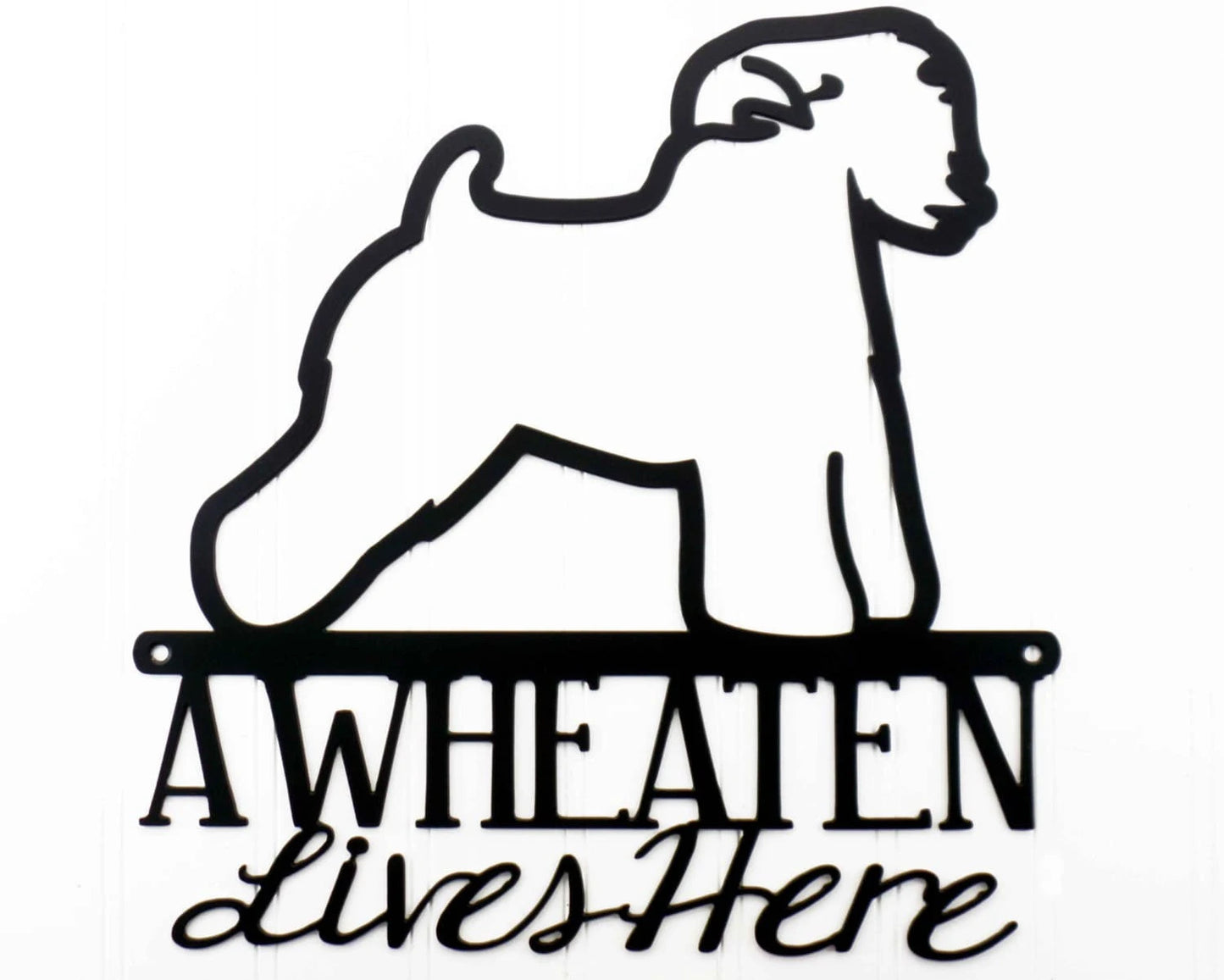 Wheaten Lives Here Metal Sign Black Wheaten Terrier Wheaten Dog Sign Outdoor Sign