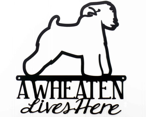 Wheaten Lives Here Metal Sign Black Wheaten Terrier Wheaten Dog Sign Outdoor Sign