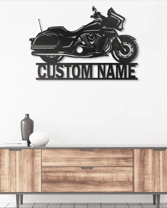 Custom Name Motorcycle Metal House Sign - 8 inches - metal sign