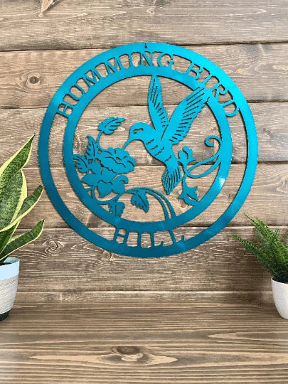 Personalized Metal Hummingbird Sign Cut Metal Sign Metal House Sign - 8 inches - metal sign