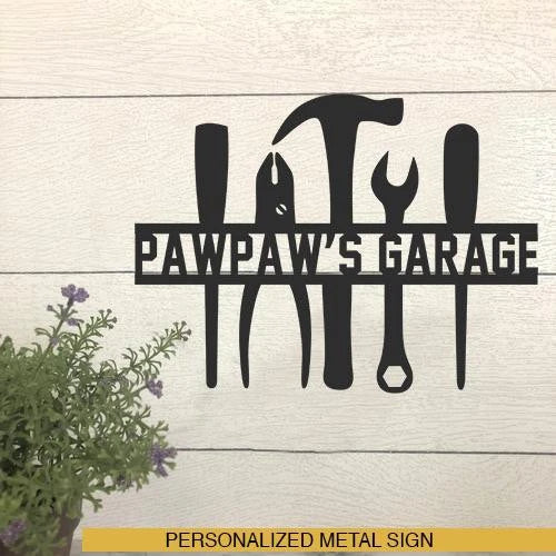 Family Tool Box Customized Name Cut Metal Sign - 8 inches - metal sign
