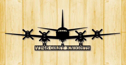 P3 Vp46 Grey Knights P3 Orion Naval Aircraft Metal Sign Cut Metal Sign Wall Decor - 8 inches - metal sign