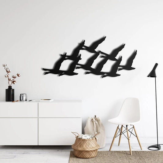 Geese Flying Together Wall Art Decor Cut Metal Sign Laser Cut Metal Signs Custom Gift Ideas - 8 inches - metal sign