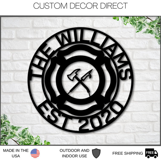 Custom Firefighter Metal Sign, Personalized Maltese Cross Sign, Fireman Gift, Fire Station Sign - metal sign