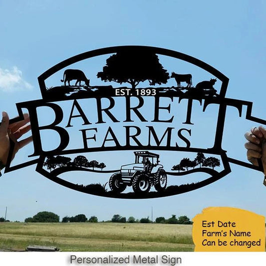 Farm Life Customized Name Metal Sign Gift for Farmer Laser Cut Metal Signs Custom Gift Ideas - 8 inches - metal sign