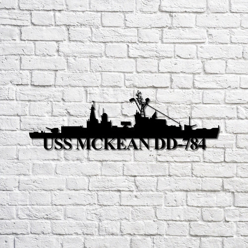 Uss Mckean Dd784 Navy Ship Metal Sign, Memory Wall Metal Sign Gift For Navy Veteran, Navy Ships Silhouette Metal Sign Laser Cut Metal Signs Custom Gift Ideas