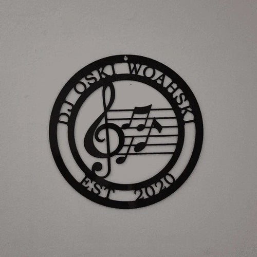 Music Established Last Name Family Sign Cut Metal Sign Metal House Sign