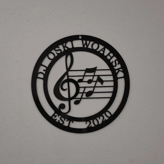 Music Established Last Name Family Sign Cut Metal Sign Metal House Sign - 8 inches - metal sign