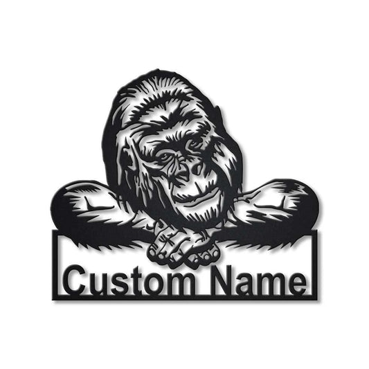 Personalized Gorilla Metal Sign Art, Custom Gorilla Metal Sign, Animal Funny, Pets Gift, Birthday Gift - metal sign