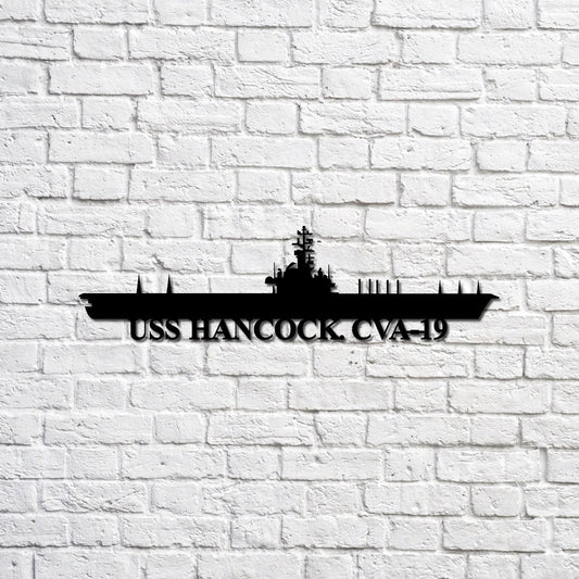 USS Hancock CVA19 Navy Ship Metal Sign, Memory Wall Metal Sign Gift for Navy Veteran Laser Cut Metal Signs Custom Gift Ideas - 8 inches - metal sign