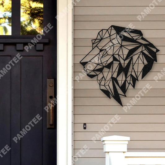 Geometric Lion Head Metal Sign Monogram, Metal Art, Gift For Him, Metal Laser Cut Metal Signs Custom Gift Ideas - 8 inches - metal sign