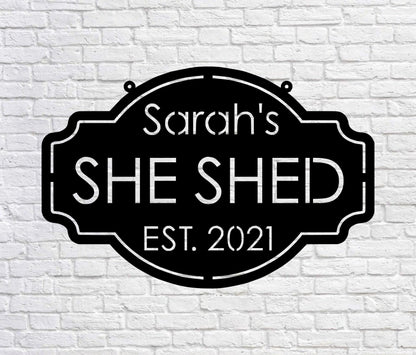 Personalized She Shed Sign, Est Sign, Custom She Shed Gift Idea, She Shed Wall Decor, Gift For Wife, Craft Room Decor Laser Cut Metal Signs Custom Gift Ideas