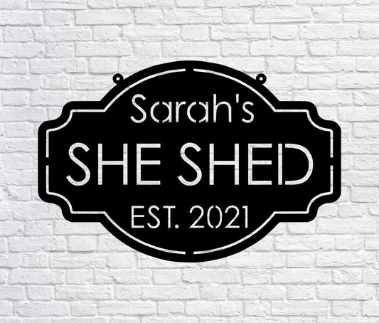 Personalized She Shed Sign, Est Sign, Custom She Shed Gift Idea, She Shed Wall Decor, Gift For Wife - metal sign