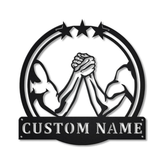 Personalized Arm Wrestling Monogram Metal Sign Art, Custom Arm Wrestling Metal Sign, Hobbie Gifts, Sport - metal sign