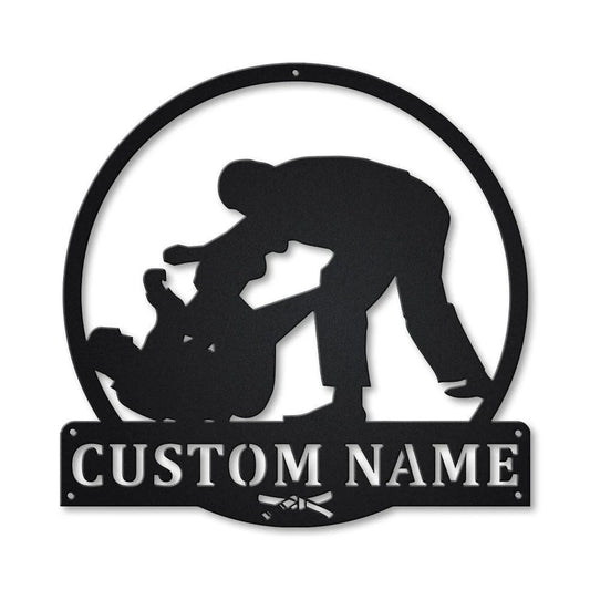 Personalized Brazilian Jiu Jitsu Monogram Metal Sign Art, Custom Jiu Jitsu Metal Sign, Hobbie Gifts - metal sign