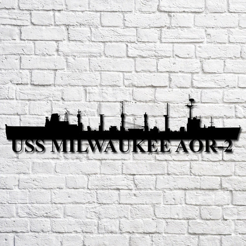 Uss Milwaukee Aor2 Navy Ship Metal Art, Gift For Navy Veteran, Navy Ships Silhouette Metal Art, Navy Home Decor Laser Cut Metal Signs Custom Gift Ideas