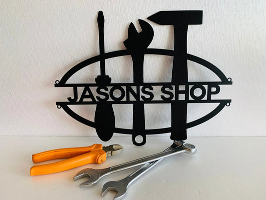 Personalized Metal Garage Sign Custom Name Work Shop Metal Wall Art Housewarming Home House Decor Man - metal sign
