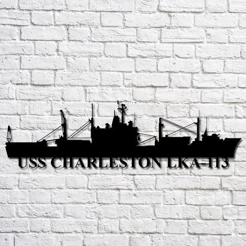 Uss Charleston Lka113 Navy Ship Metal Art, Custom Us Navy Ship Cut Metal Sign, Gift For Navy Veteran, Navy Ships Silhouette Metal Art, Navy Home Decor Laser Cut Metal Signs Custom Gift Ideas