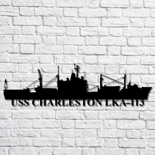 Uss Charleston Lka113 Navy Ship Metal Art, Custom Us Navy Ship Cut Metal Sign, Gift For Navy Veteran - metal sign