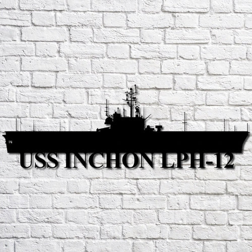 Uss Inchon Lph12 Navy Ship Metal Art, Custom Us Navy Ship Cut Metal Sign, Gift For Navy Veteran, Navy Ships Silhouette Metal Art, Navy Home Decor Laser Cut Metal Signs Custom Gift Ideas