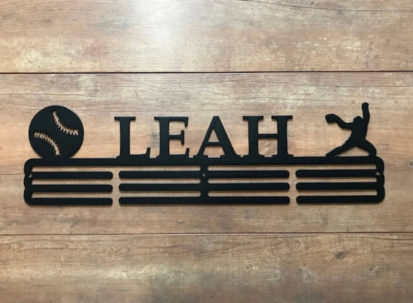 Softball Custom Name Medal Hanger Holder Display Rack 3 Rung, Cut Metal Sign, Metal Wall Art, Laser Cut Metal Signs Custom Gift Ideas