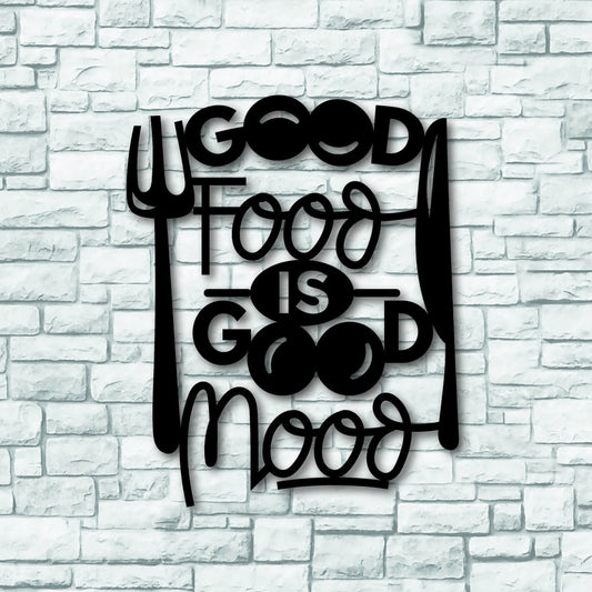 Good Food Is Good Mood Kitchen Wall Decor Kitchen Metal Sign - 8 inches - metal sign