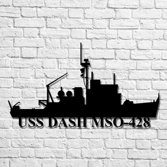 Uss Dash Mso428 Navy Ship Metal Art, Custom Us Navy Ship Cut Metal Sign, Gift For Navy Veteran, Navy - metal sign