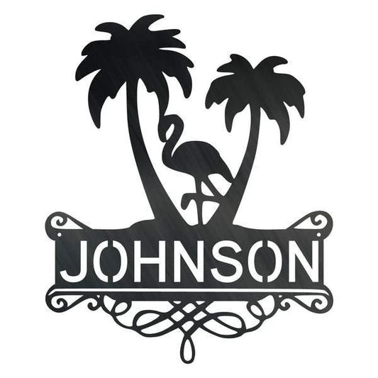 Flamingo Monogram Customized Metal Signs, Custom Metal Sign, Custom Signs, Metal Sign, Metal Laser Cut Metal Signs Custom Gift Ideas - 8 inches - metal sign