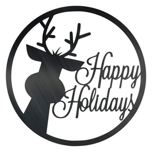 Rain Deer Happy Happy Holidays Customized Metal Signs, Custom Metal Sign, Custom Signs, Metal Sign, Metal - metal sign