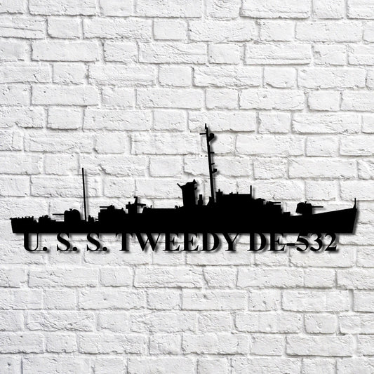 U. S. S. Tweedy De532 Navy Ship Metal Art, Custom Us Navy Ship Cut Metal Sign, Gift For Navy Veteran - metal sign