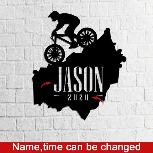Personalized Bicycle Mountain Metal Wall Art, Bicycle Lover Metal Signs, House Decor, , Wall Hanger, Love - metal sign