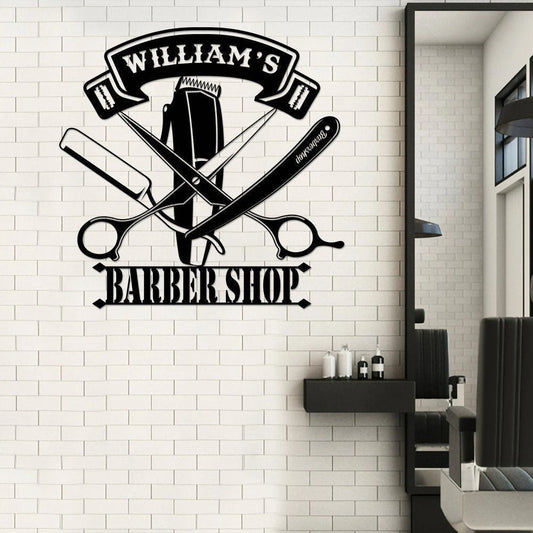 Personalized Barber Shop Equipment Metal Sign Barber Shop Sign Custom Hairstylist Sign Gifts For Hairdresser Haircut Salon - 8 inches - metal sign