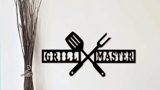 Grill Master Bbq Decor Barbecue Cut Metal Sign Laser Cut Metal Signs Custom Gift Ideas - 8 inches - metal sign