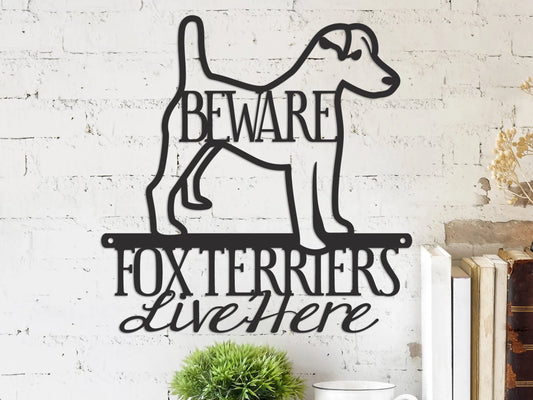 Metal Dog Sign Outdoor Signs Smooth Fox Terrier Metal Signs Beware Of Dog Sign - 8 inches - metal sign