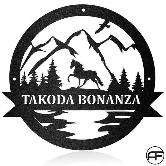 Horse And Mountain Custom Metal Sign For Horse Ranch Sign Horse Farm Signs Metal Horse Decor Horse Gift - metal sign