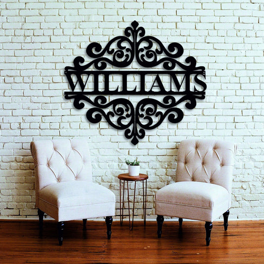Personalized Family Name Metal Sign, Metal Family Wall Decor, Last Name Metal Sign, Door Hanger - wedding detail