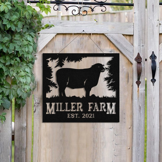Metal Farm Sign Dorper Sheep Monogram, Custom Outdoor Ranch, Stable, Wall Decor Art Gift, Metal Laser Cut Metal Signs Custom Gift Ideas - 8 inches - metal sign