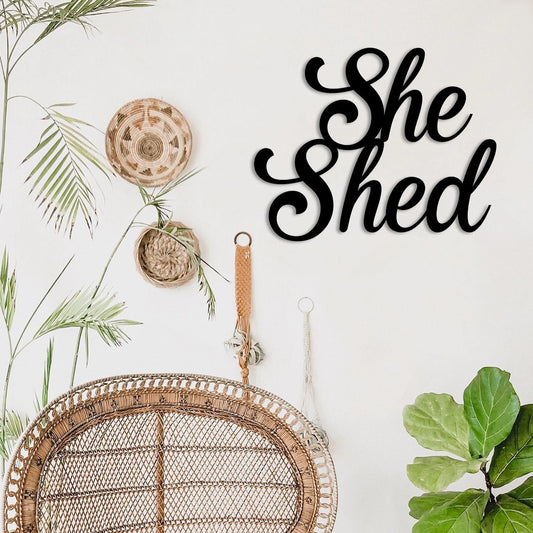 She Shed Metal Sign, Wall Decor, Housewarming Gift For Wife Laser Cut Metal Signs Custom Gift Ideas - 8 inches - metal sign