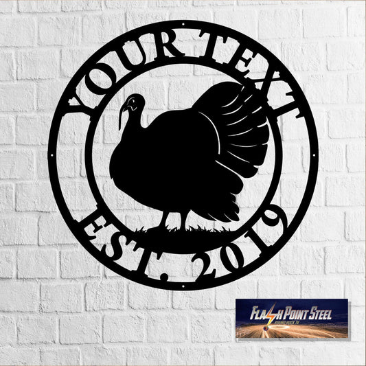 Turkey Farm Animal Metal Sign, Custom, Farmer Sign, Personalized, Established, Plasma Cut Steel Sign - metal sign