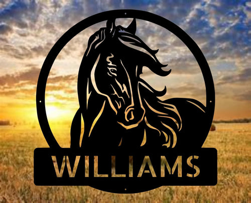 Metal Farm Sign Barn And Horse Personalized Family Name Metal Sign Housewarming Gift Wedding Gift Personalized Gift Metal Wall Art, Laser Cut Metal Signs Custom Gift Ideas