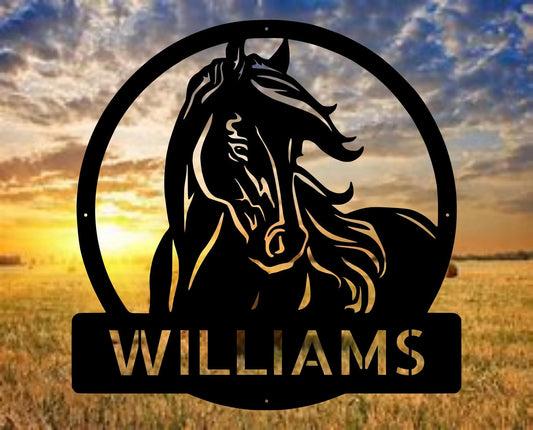 Metal Farm Sign Barn And Horse Personalized Family Name Metal Sign Housewarming Gift Wedding Gift - wedding detail