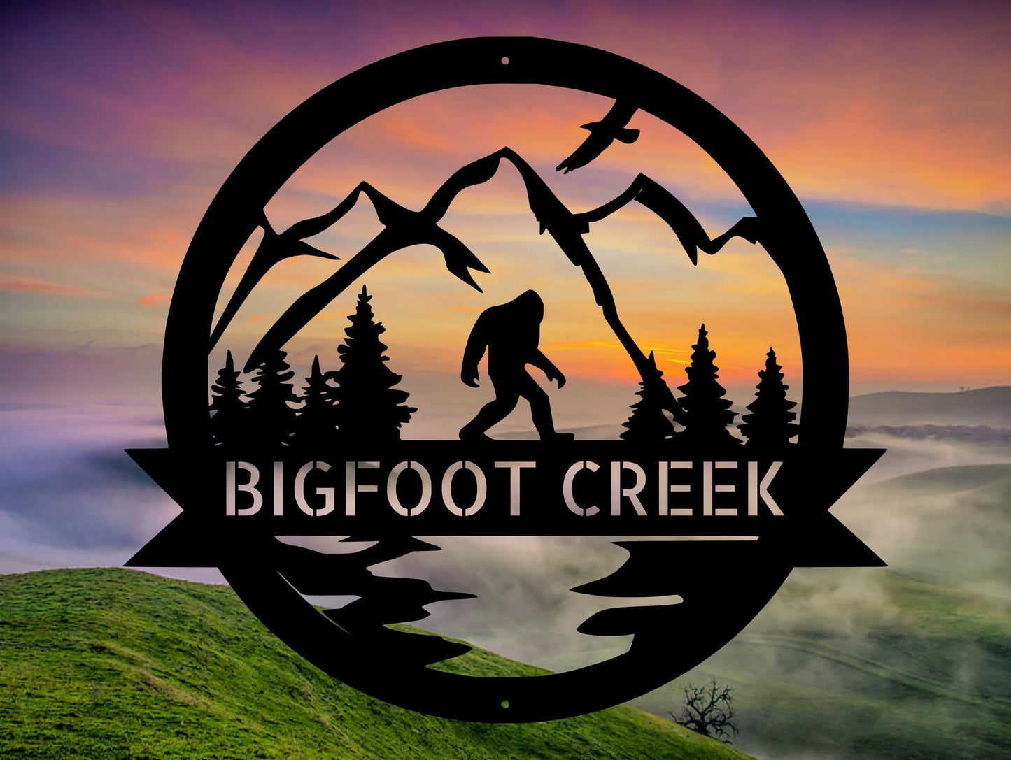 Personalize Bigfoot Metal Sign Camp Sign Christmas Gift For Him Metal Name Sign Fathers Day