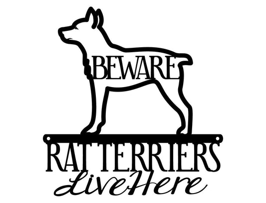 Rat Terriers Live Here Metal Sign Black Rat Terrier Terrier Dog Dog Sign Dog Gift - 8 inches - metal sign