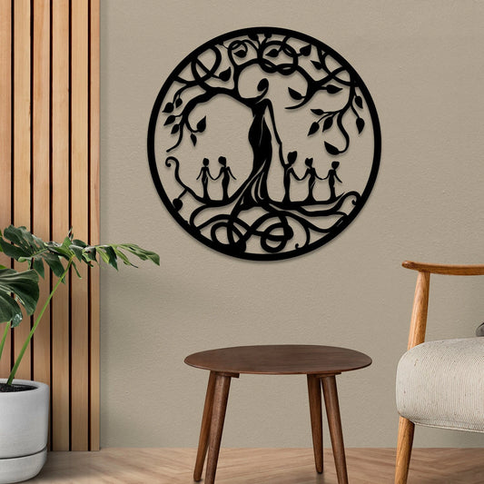 Mom And Five Kids Tree Of Life Metal Sign, Wall Hanging Gift For Mom Laser Cut Metal Signs Custom Gift Ideas - 8 inches - metal sign